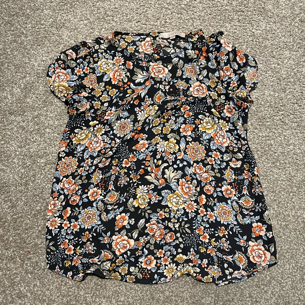 LOFT Ruffled Cap Sleeve Blouse
